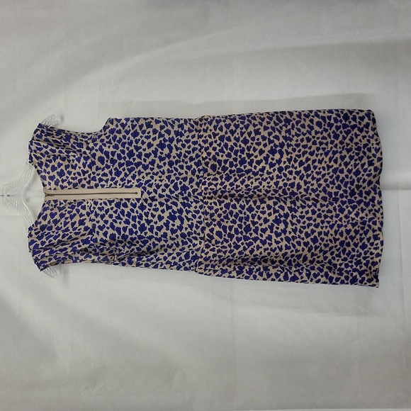 BAR III Blue Beige Black Animal Print Exposed Racer Back Zipper Dress - Picture 7 of 14